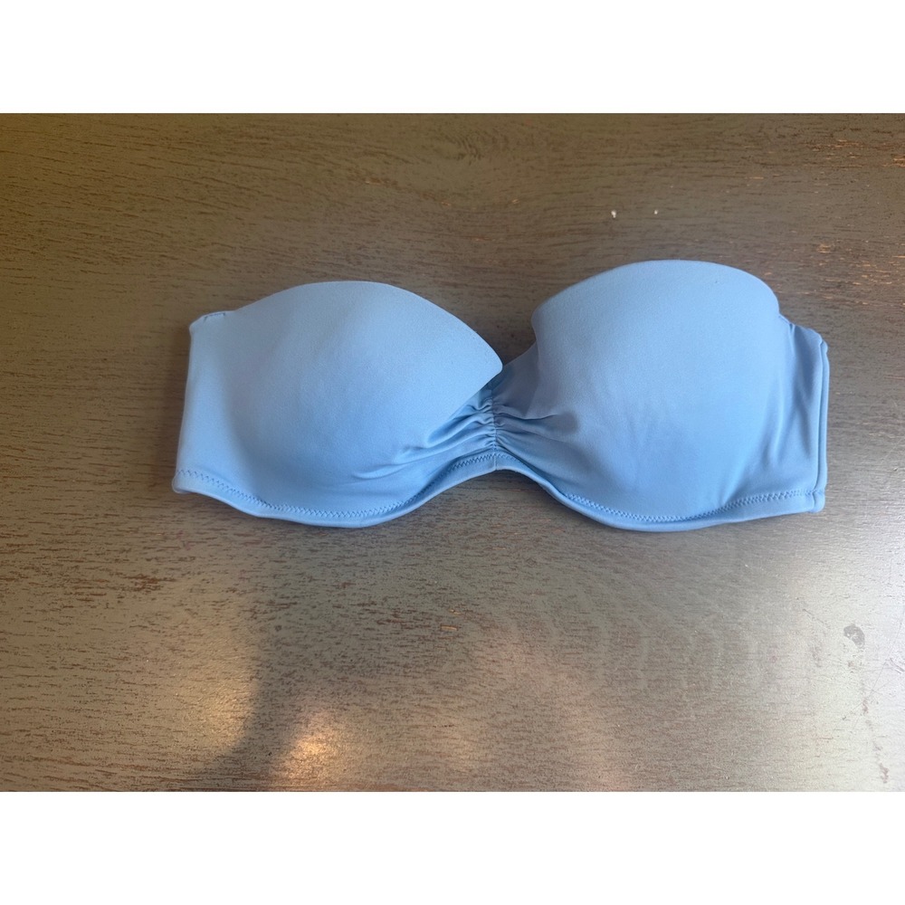 Victorias Secret Light Blue Strapless Underwire Bandeau Bikini Top 34C